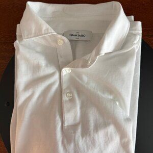 GRAN SASSO of ITALY 100% COTTON WHITE POLO SIZE EU/IT 48- RT $196